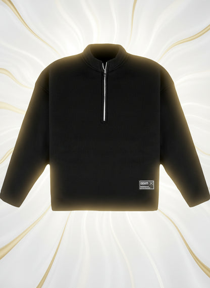 Sporty Hooded Quarter-Zip Pullover