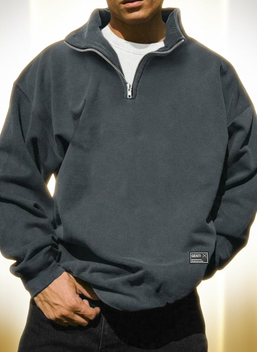 Sporty Hooded Quarter-Zip Pullover