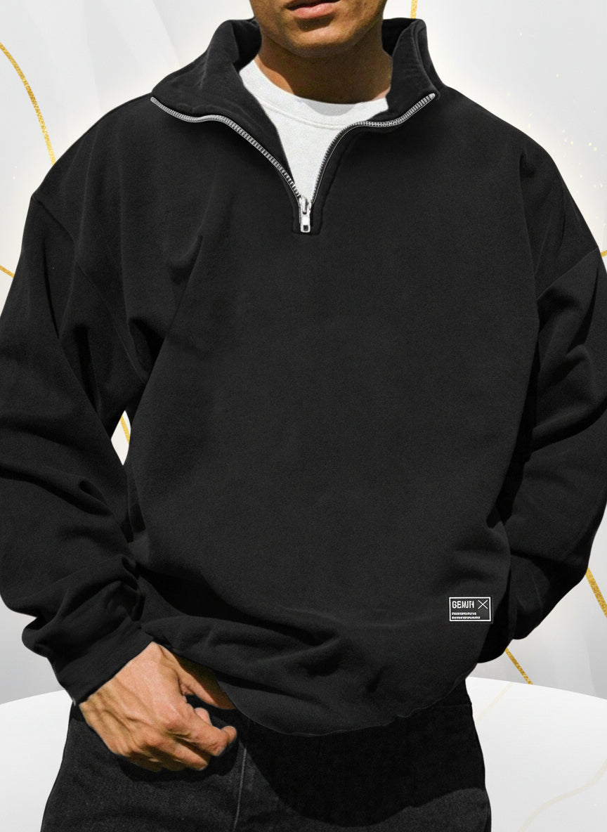 Sporty Hooded Quarter-Zip Pullover