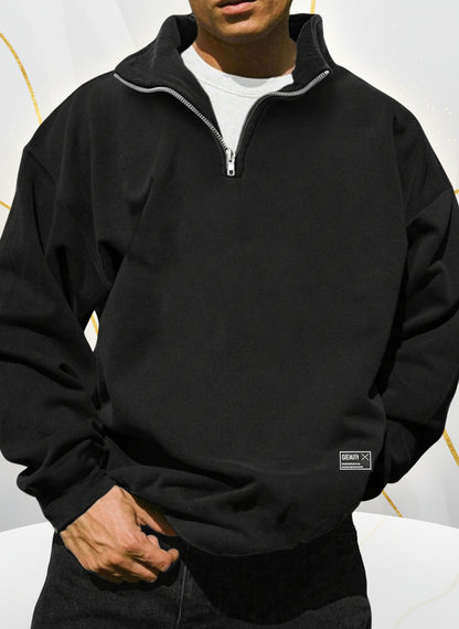 Sporty Hooded Quarter-Zip Pullover
