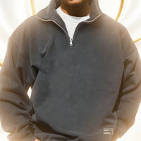 Sporty Hooded Quarter-Zip Pullover