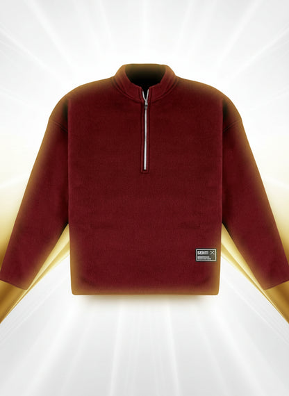 Sporty Hooded Quarter-Zip Pullover